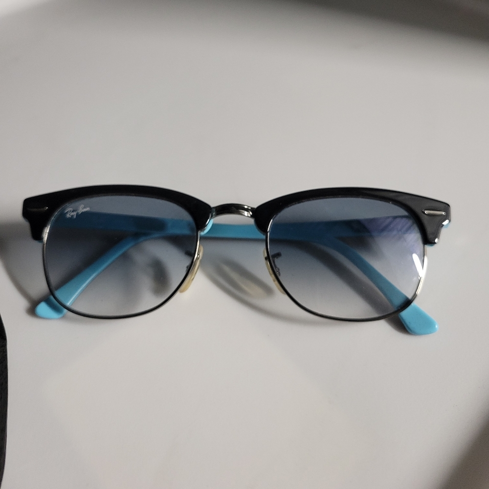 Rayban women's clubmaster sunglasses in black and powder blue